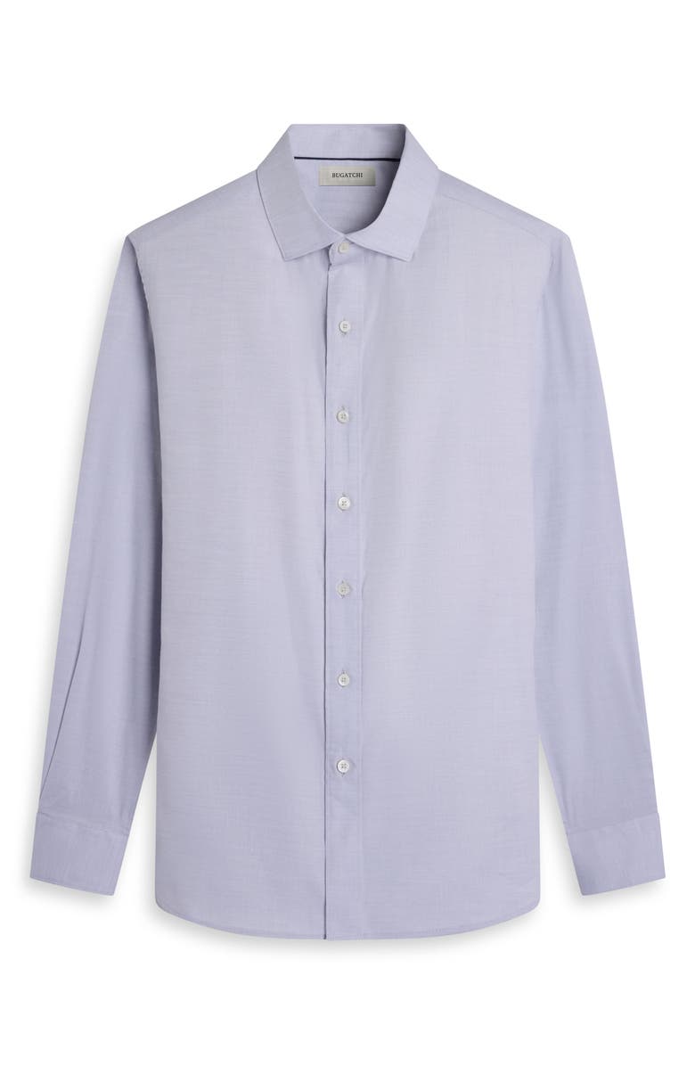 Bugatchi Axel Trim Fit Solid Cotton Blend Button-Up Shirt, Main, color, Platinum