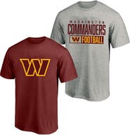 FANATICS Men's Fanatics  Heather Gray/Burgundy Washington Commanders Big & Tall 2-Pack T-Shirt Set