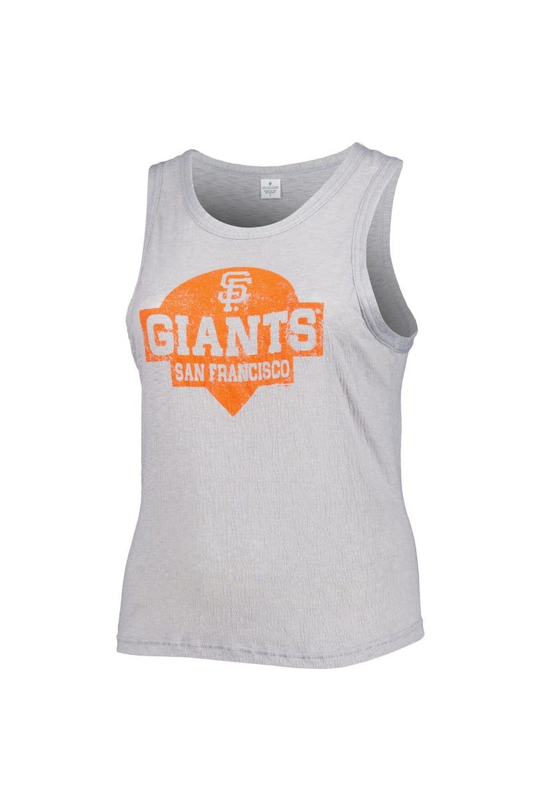 Women's Soft as a Grape Gray San Francisco Giants Plus Size High Neck Tri-Blend Tank Top, Alternate, color, Gray