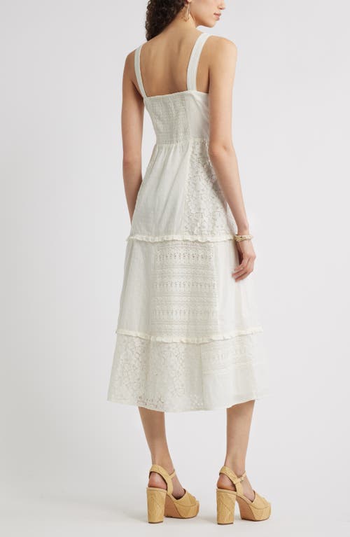 Chelsea28 Sleeveless Embroidered Eyelet Midi Sundress In White