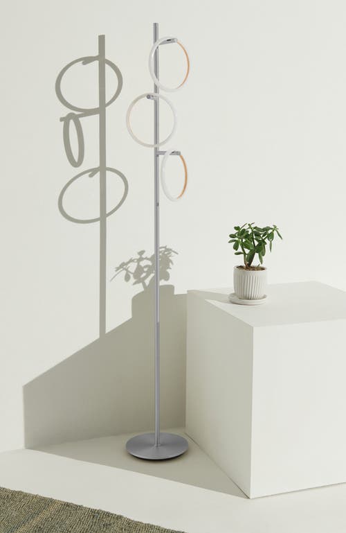 Brightech Saturn 66' Led Modern Ring Floor Lamp With Detachable Lights In Polished Silver