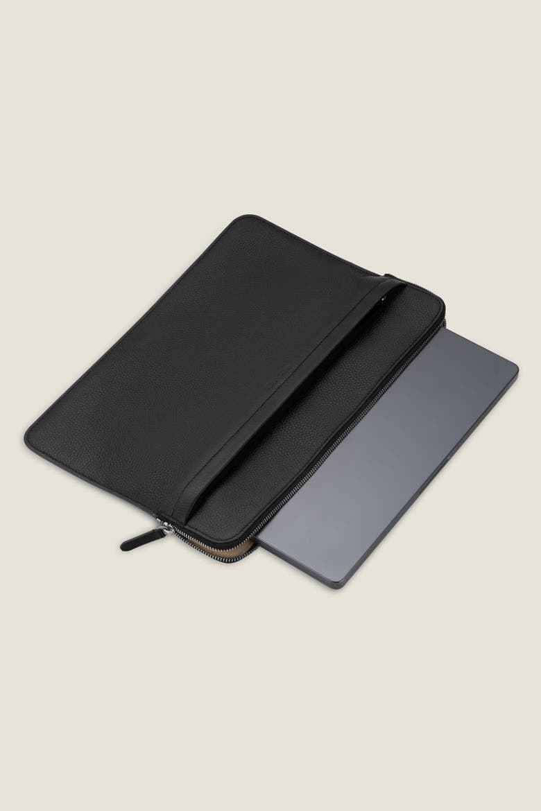 Porto Convertible Leather Laptop Sleeve, Alternate, color, Jet Black