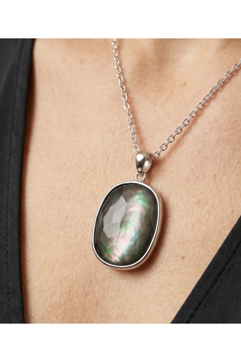 Black Mother of Pearl Cultured Pearl Peyton Pendant Necklace, Alternate, color, Black Mother of Pearl