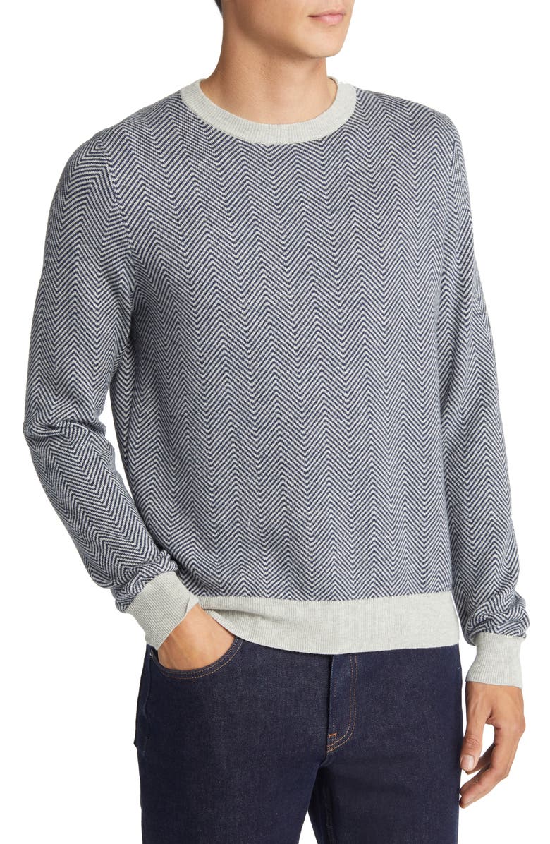 Scott Barber Herringbone Crewneck Sweater, Main, color,