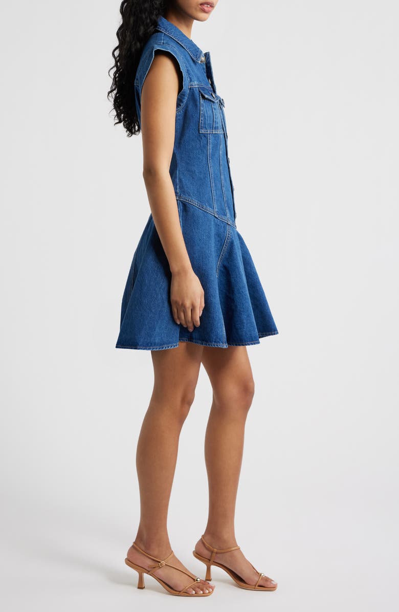 FREEMARKET Cotton Denim Mini Shirtdress, Alternate, color, Indigo