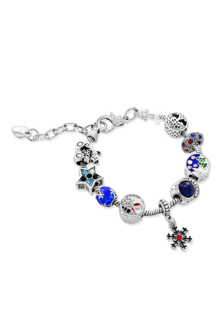 Enamel and Crystal Holiday Bracelet, Alternate, color, Silver