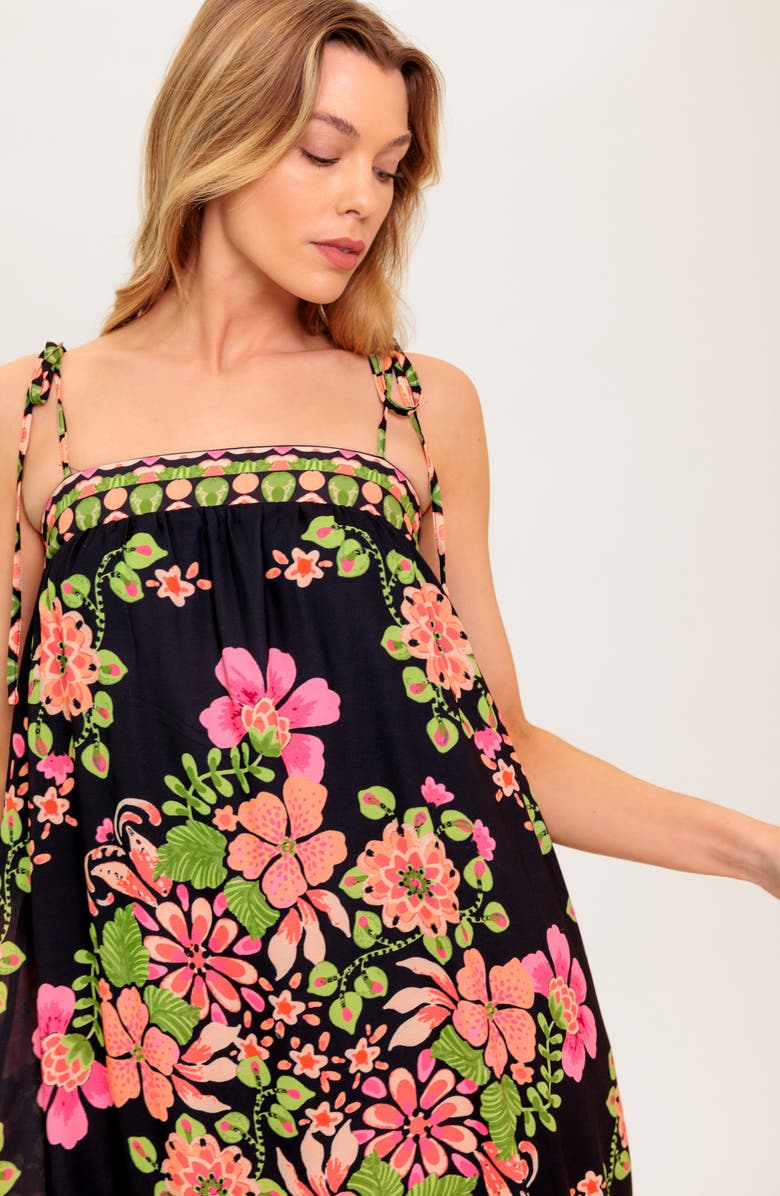 FLYING TOMATO Tie Strap Maxi Dress, Alternate, color, Black