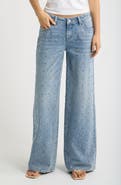 Fade Out Loud Mixed Stone Low Rise Wide Leg Jeans