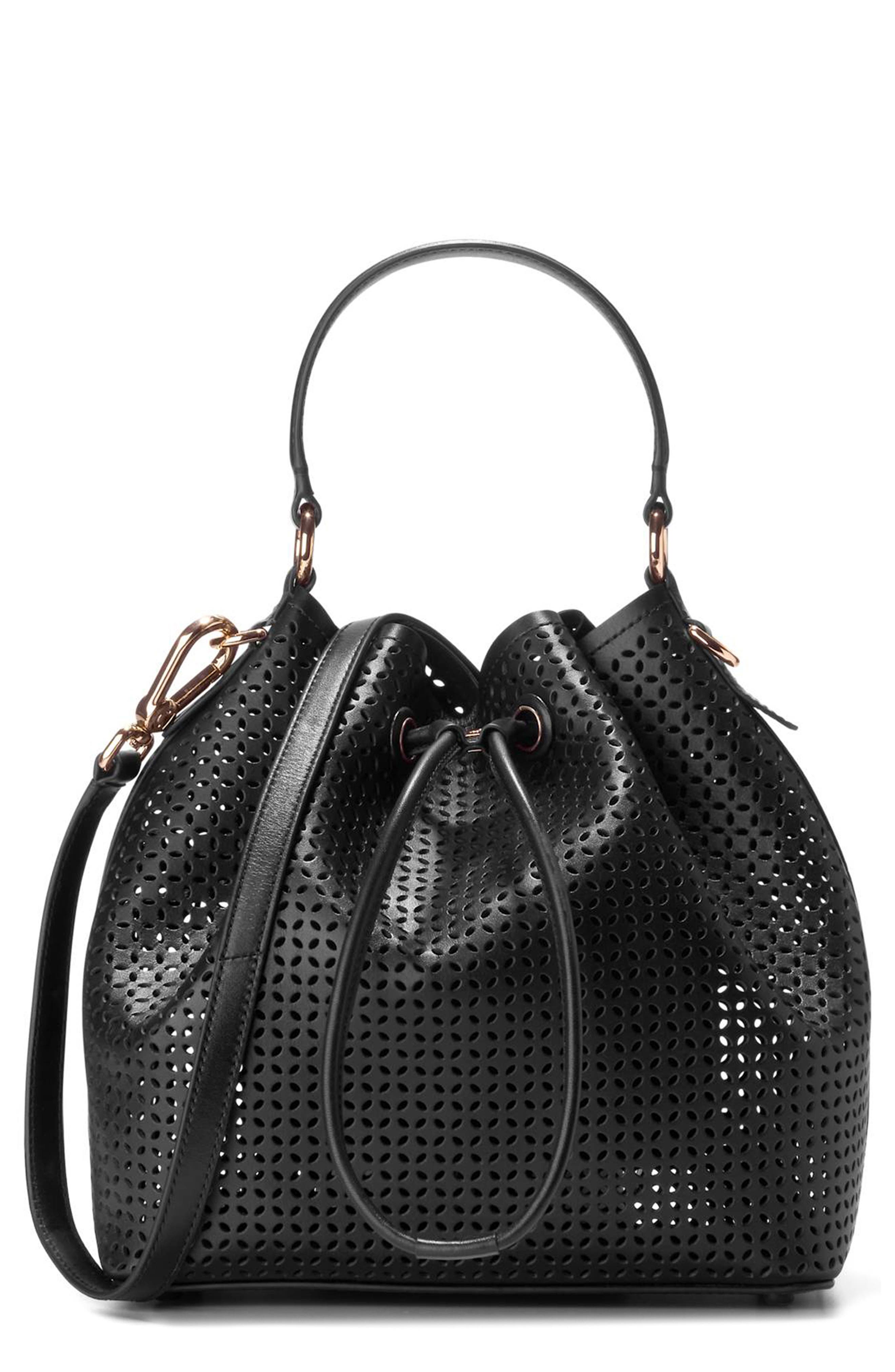 Cole Haan Lidia Perforated Leather Bucket Bag, Main, color, 