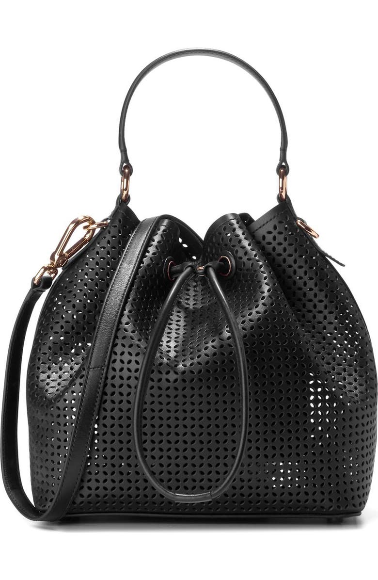 Cole Haan Lidia Perforated Leather Bucket Bag, Main, color,