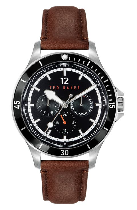 Northn Leather Strap Watch, 43mm