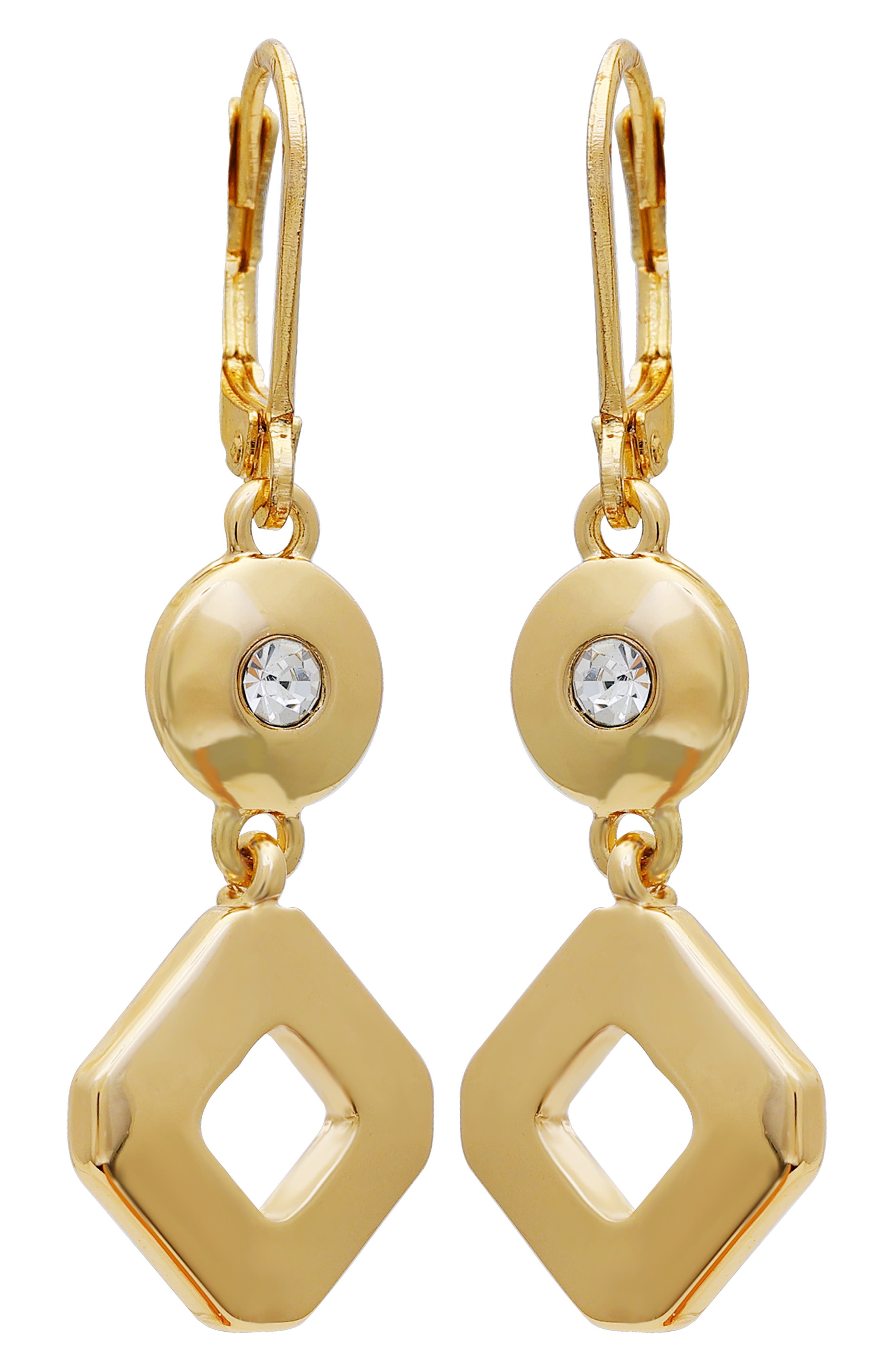 T Tahari Crystal Drop Huggie Hoop Earrings