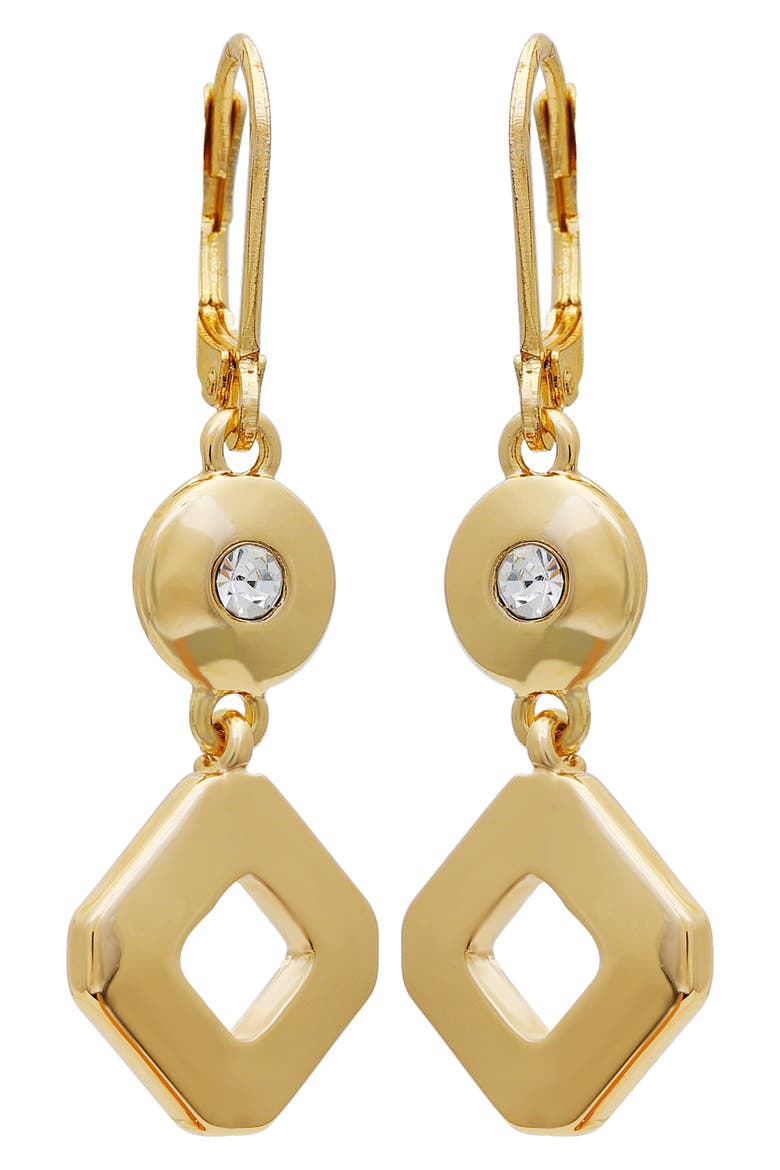 Crystal Drop Huggie Hoop Earrings, Main, color, GOLD TONE