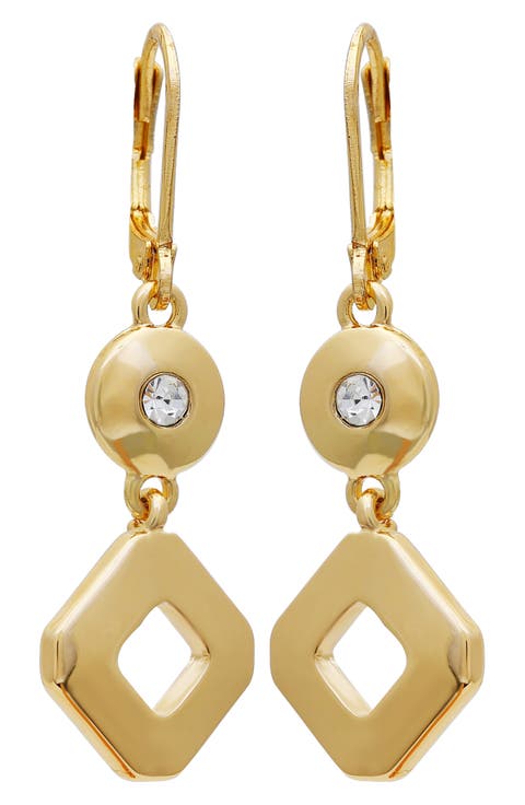 Crystal Drop Huggie Hoop Earrings