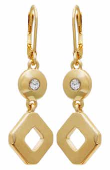 Crystal Drop Huggie Hoop Earrings