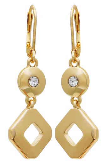 T Tahari Crystal Drop Huggie Hoop Earrings
