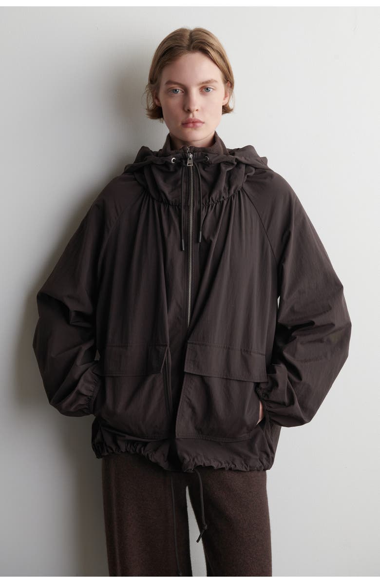 COS Technical Hooded Parka Jacket, Alternate, color, Dark Brown