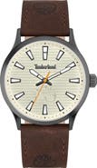 Timberland Trumbull Leather Strap Watch, 45mm