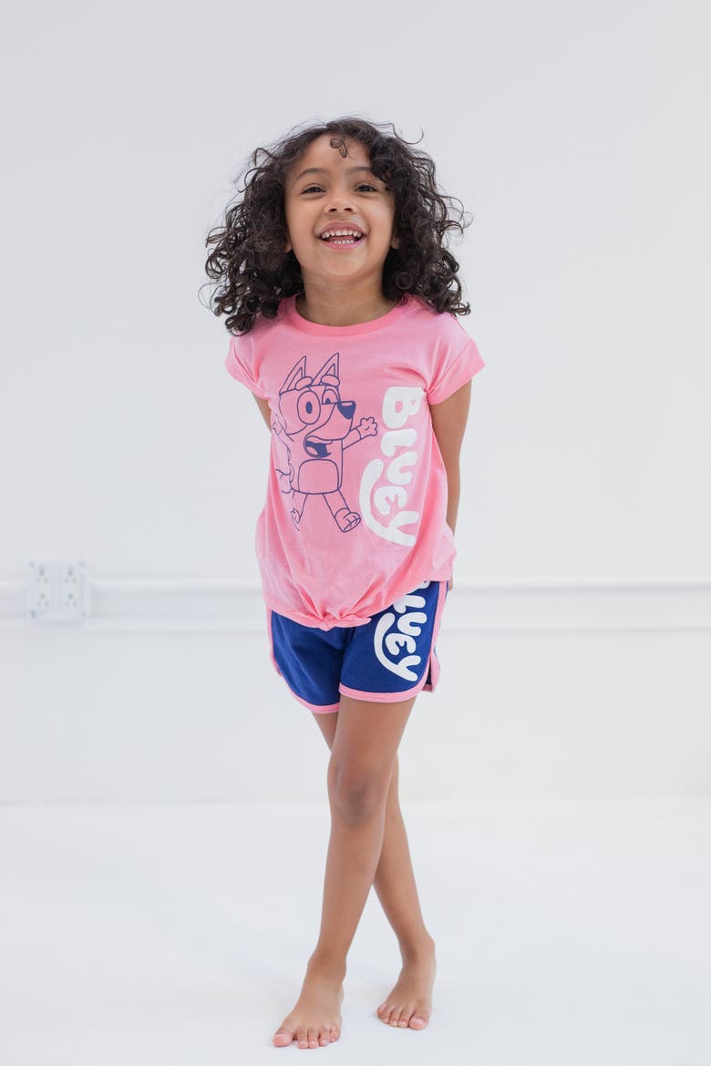 2-Piece T-Shirt and Dolphin Shorts Set, Alternate, color, Bluey Pink Navy