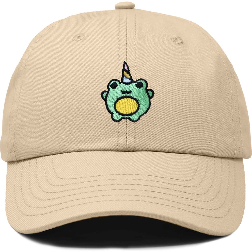 Dalix Froggy Unicorn Embroidered Cap In Khaki
