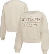 ZOOZATZ Women's ZooZatz Sand Michigan Wolverines Cropped Crewneck Sweatshirt
