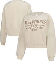 ZOOZATZ Women's ZooZatz Sand Michigan Wolverines Cropped Crewneck Sweatshirt
