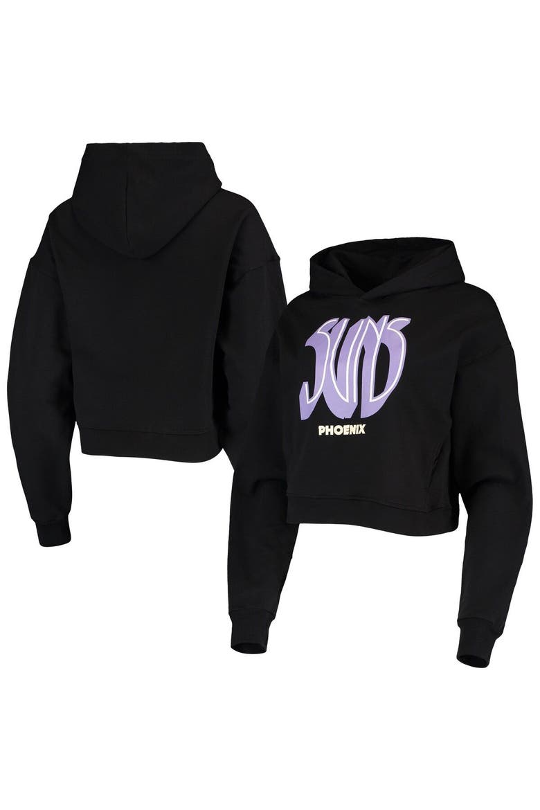 Women's Lusso Black Phoenix Suns Layla World Tour Cropped Pullover Hoodie, Main, color, Black