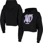 LUSSO Women's Lusso Black Phoenix Suns Layla World Tour Cropped Pullover Hoodie