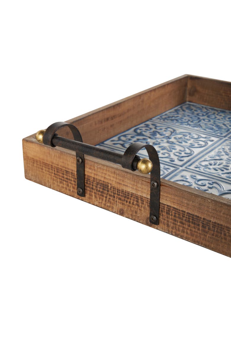 UMA Farmhouse Set of 2 Wood Trays, Alternate, color, Brown