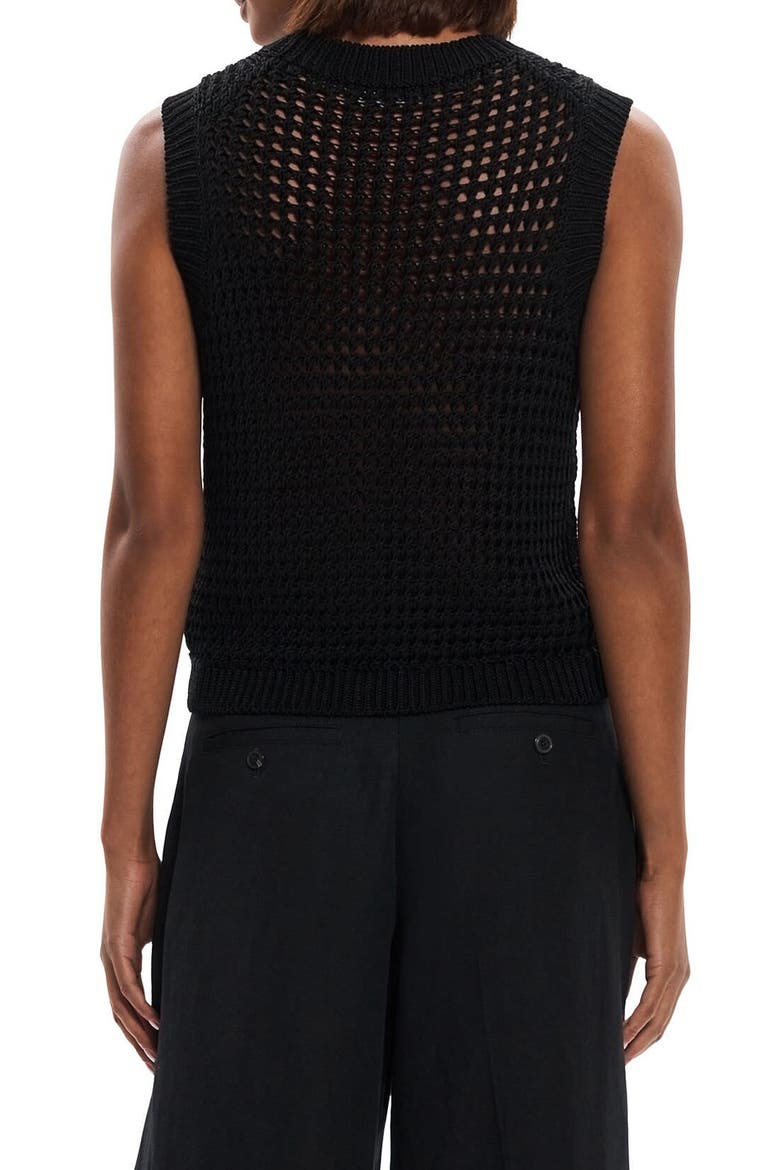 Open Stitch Pima Cotton Sweater Vest, Alternate, color, BLACK - 001