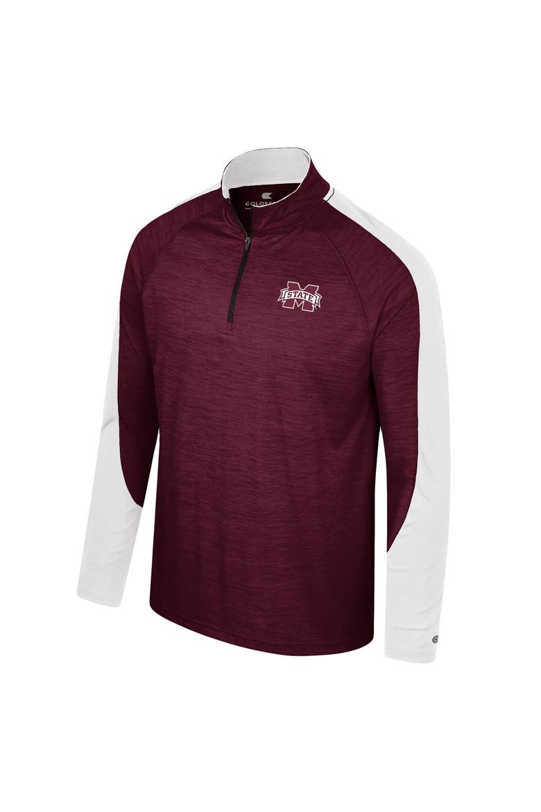 Men's Colosseum Maroon Mississippi State Bulldogs Langmore Raglan Quarter-Zip Top, Alternate, color, Maroon