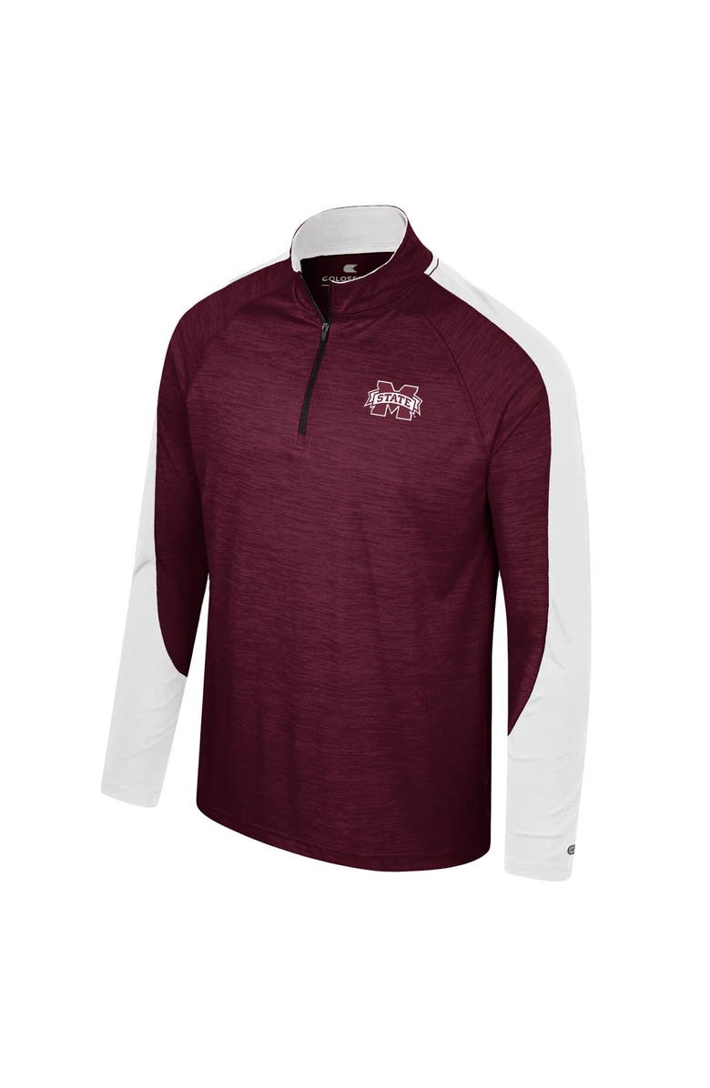 COLOSSEUM Men's Colosseum Maroon Mississippi State Bulldogs Langmore Raglan Quarter-Zip Top, Alternate, color,