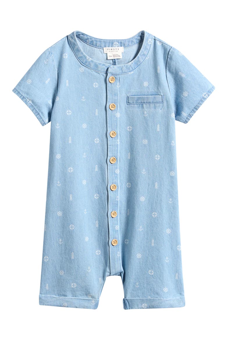Seaside Chambray Romper, Main, color, LIGHT BLUE