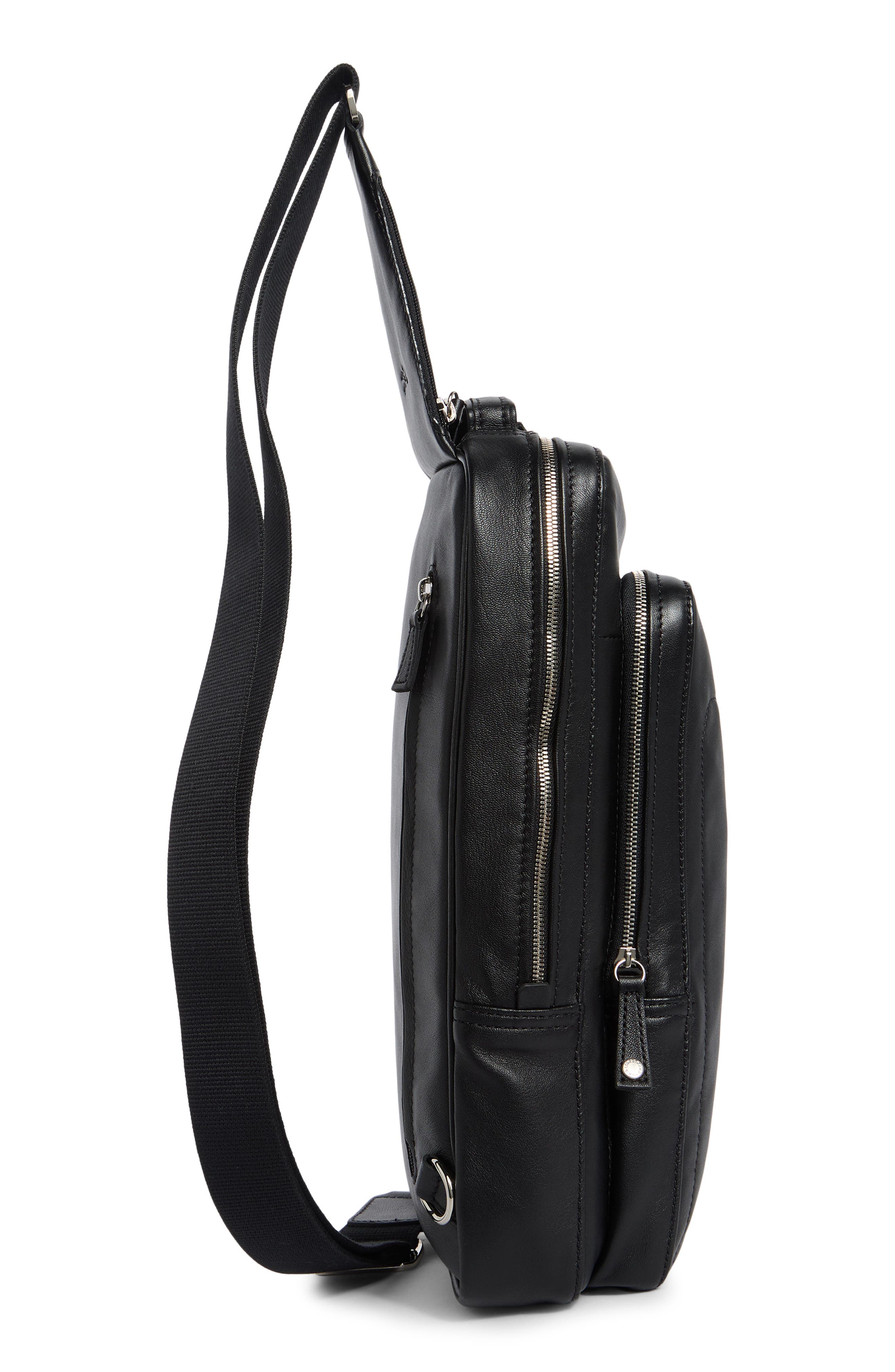 Longchamp Small Parisis Leather Sling Bag, Alternate, color, Black