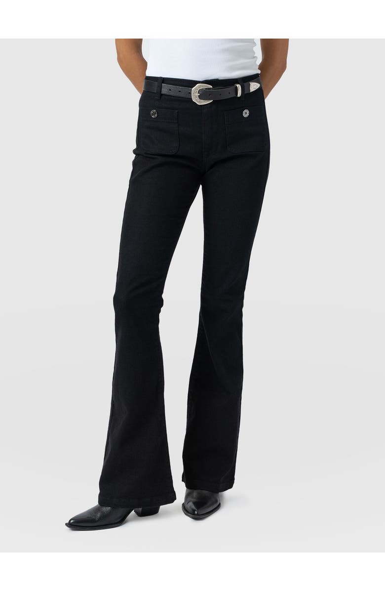 Saint + Sofia Bowie Stretch Flare Jeans, Alternate, color, Jet Black