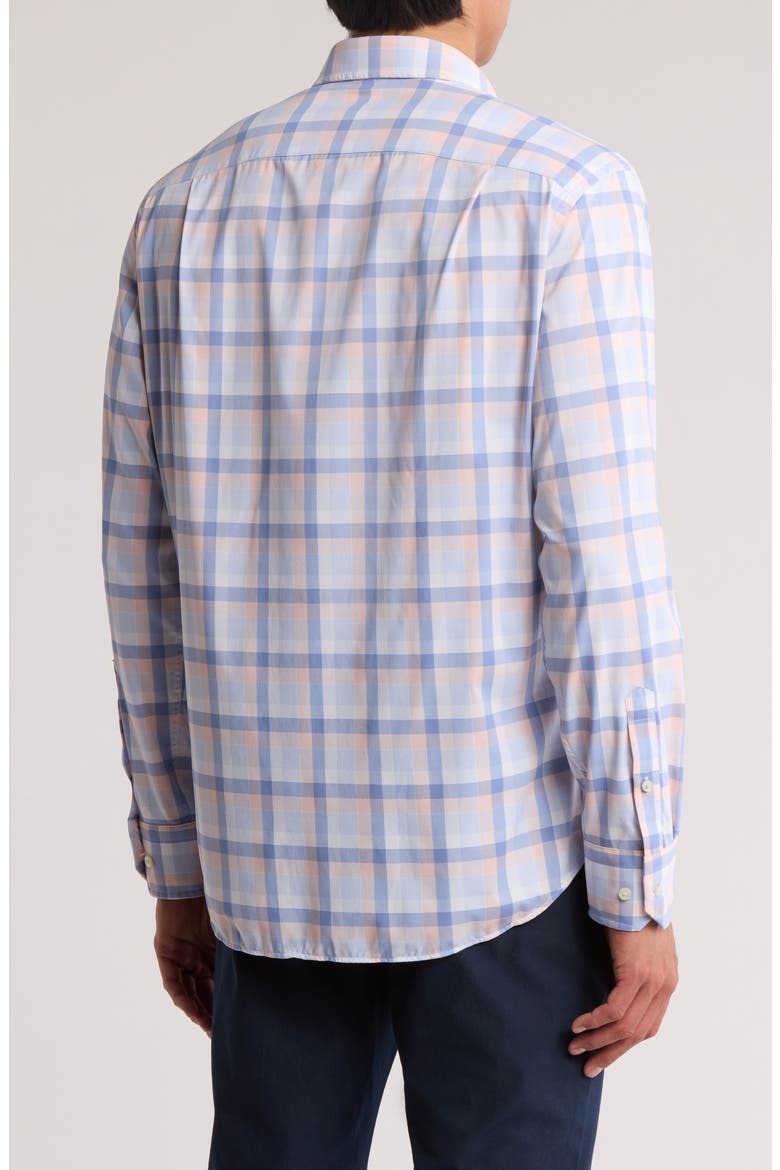 Plaid Performance Sport Shirt, Alternate, color, BLUE/ MELON