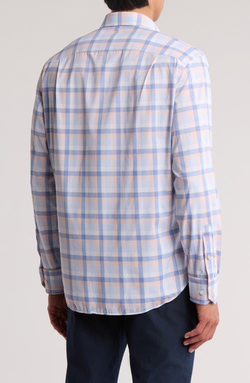 David Donahue Plaid Performance Sport Shirt In Blue
