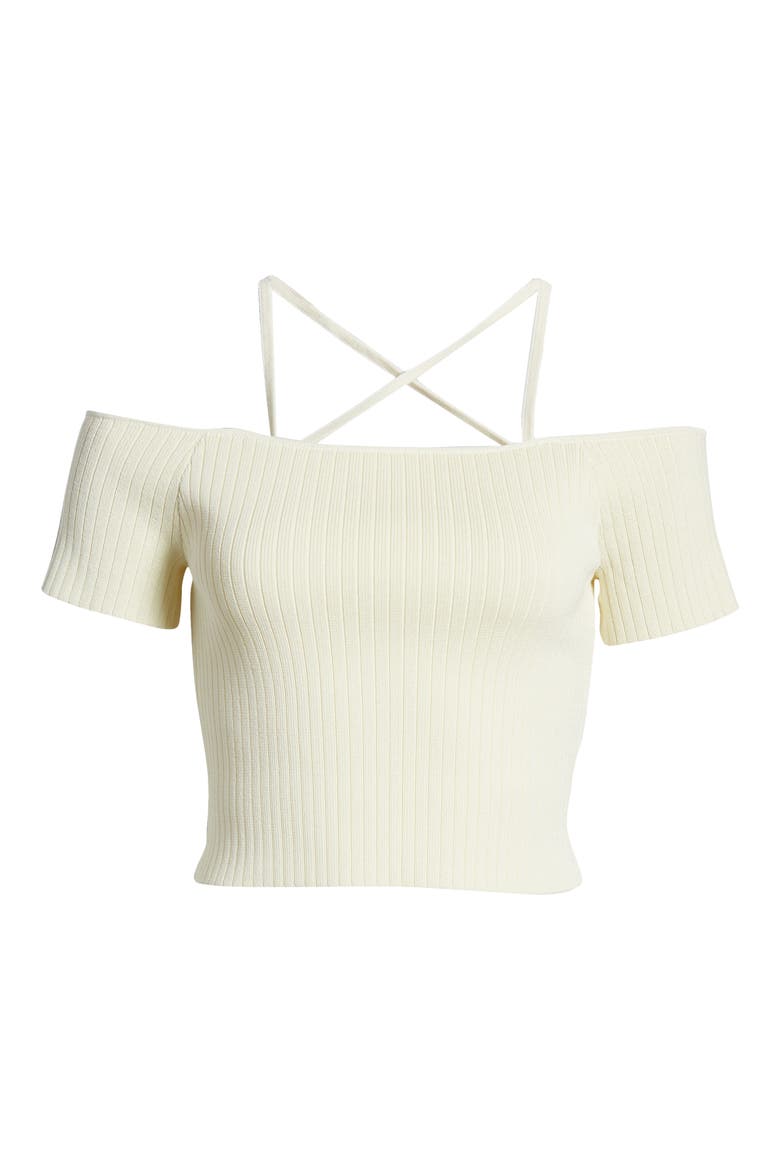 Deena Off the Shoulder Rib Knit Crop Top, Alternate, color, ANTIQUE IVORY
