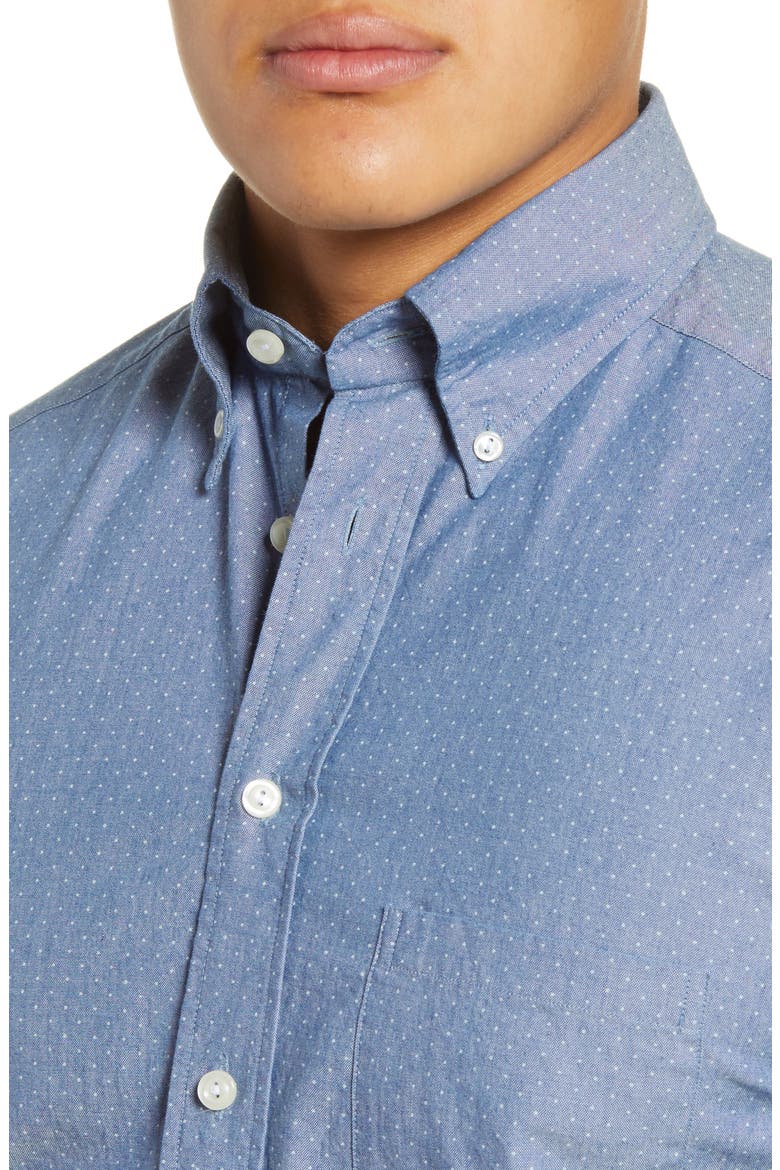 Soft Casual Line Slim Fit Chambray Dot Casual Shirt, Alternate, color, BLUE