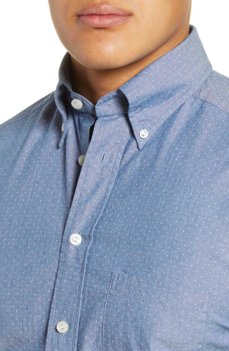 Eton Soft Casual Line Slim Fit Chambray Dot Casual Shirt, Alternate, color,