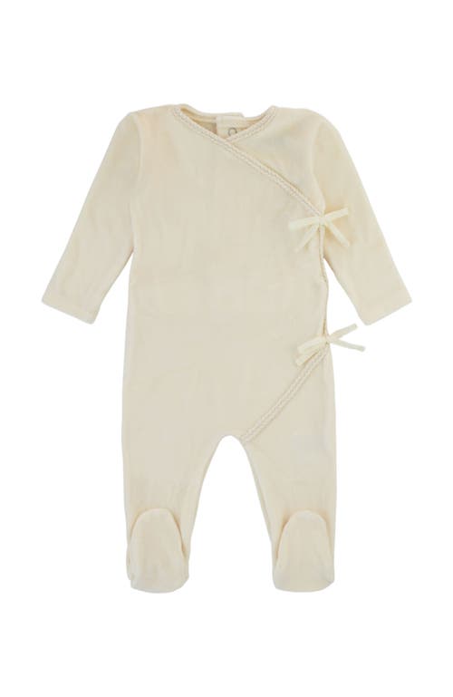 Noggiwear Double Bow Braided Wrap Footie In Ivory