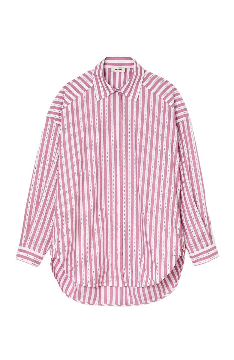 SANDRO Striped rhinestone shirt, Alternate, color, Pink