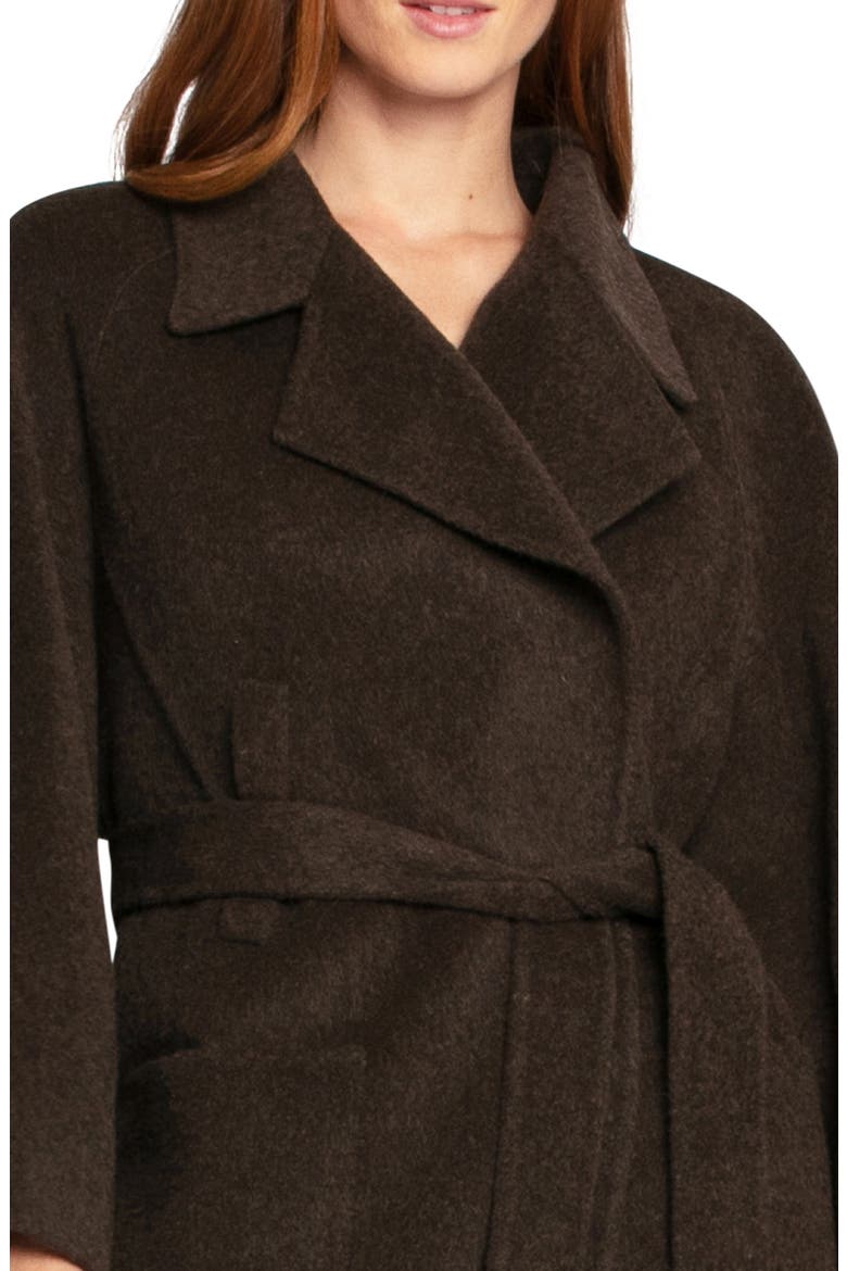 Belted Wool Blend Coat, Alternate, color, BROWN