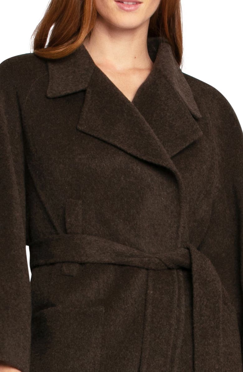 Belle & Bloom Belted Wool Blend Coat, Alternate, color, Brown