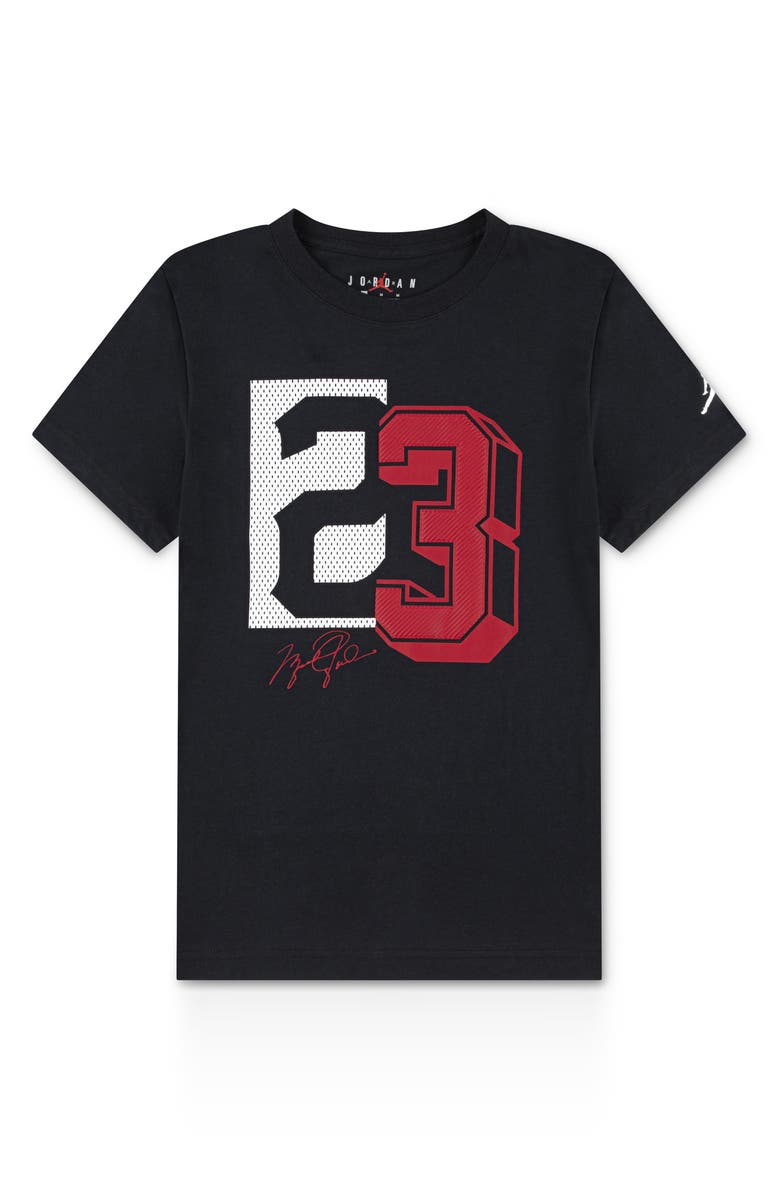 Jordan Kids' 23 Mesh Graphic T-Shirt, Main, color, Black