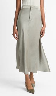 Vince Satin A-Line Midi Skirt