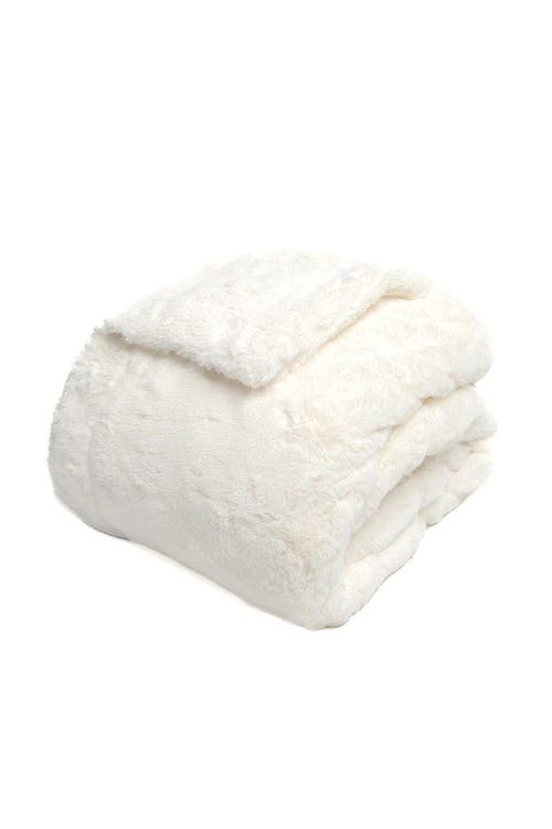 Sea To Me Blankets Carmel Cuddle Faux Fur Throw Blanket In White