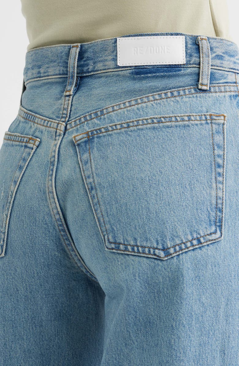 Re/Done High Waist Ripped & Repaired Wide Leg Jeans, Alternate, color, Age Worn Blue