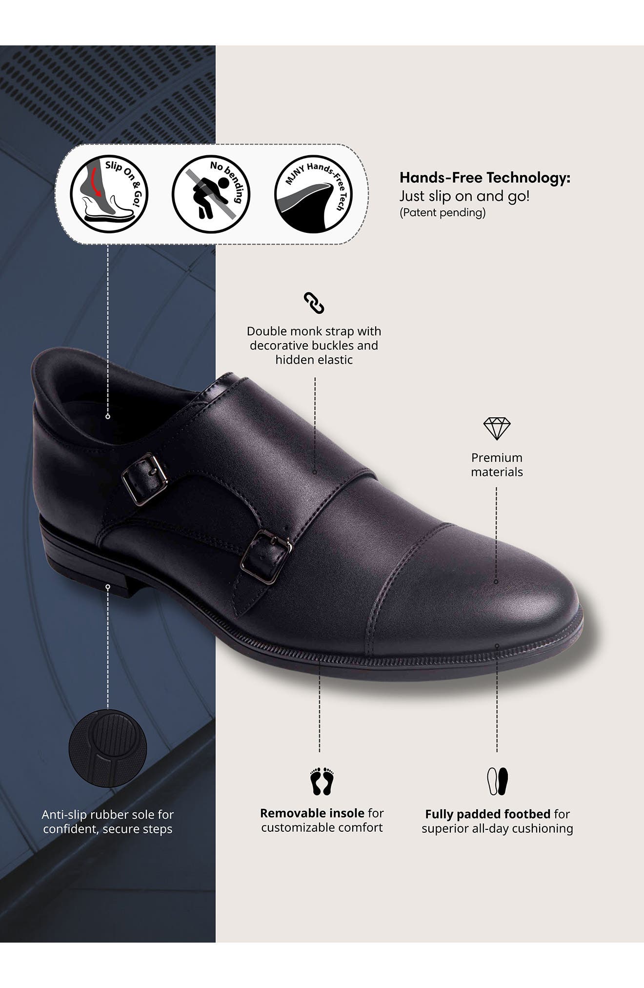 Marc Joseph New York Olive Street Double Monk Dress Oxford, Alternate, color, Black