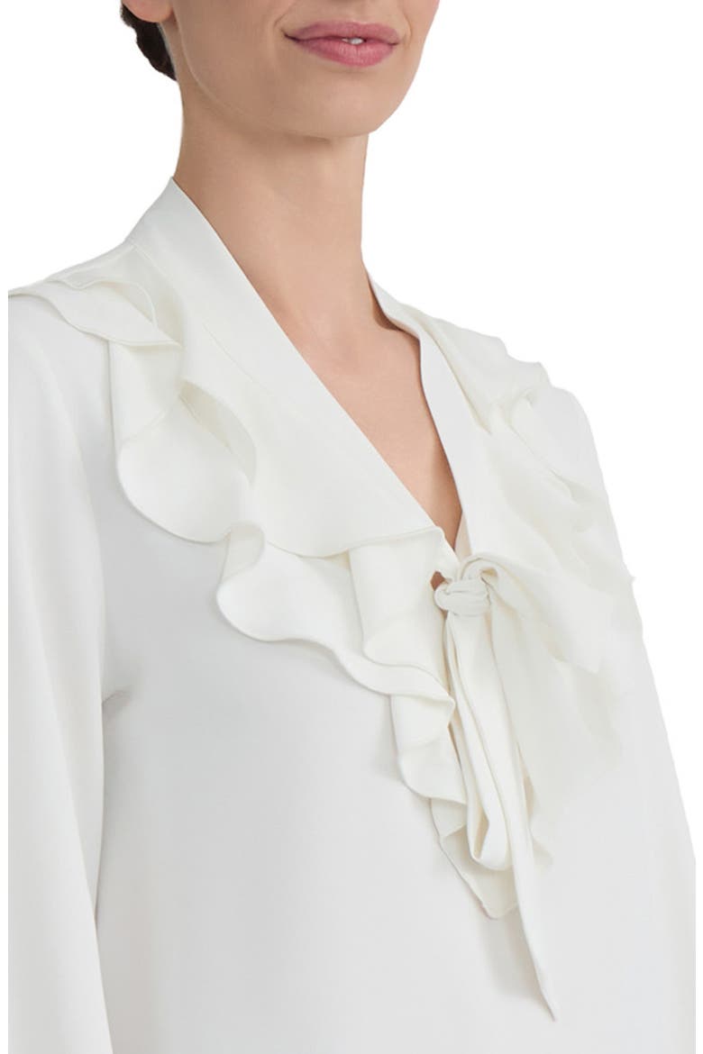 Ruffle Tie Neck Top, Alternate, color, VANILLA ICE